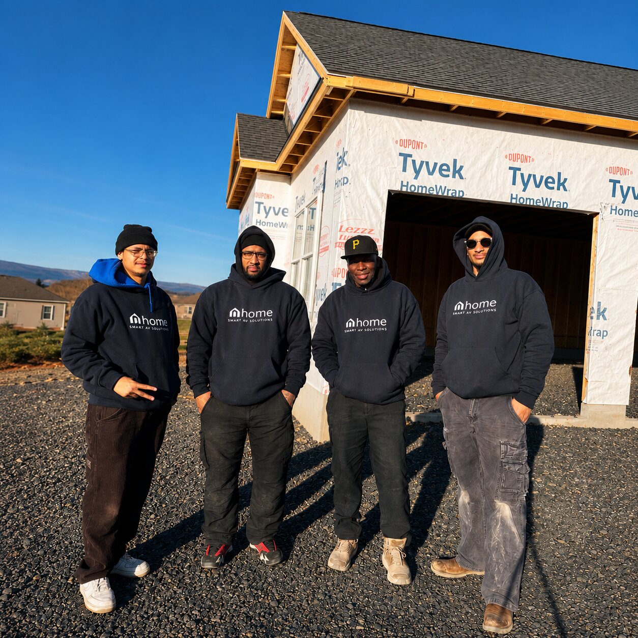The N-Home A/V crew on site at a new-construction home in Central Pennsylvania